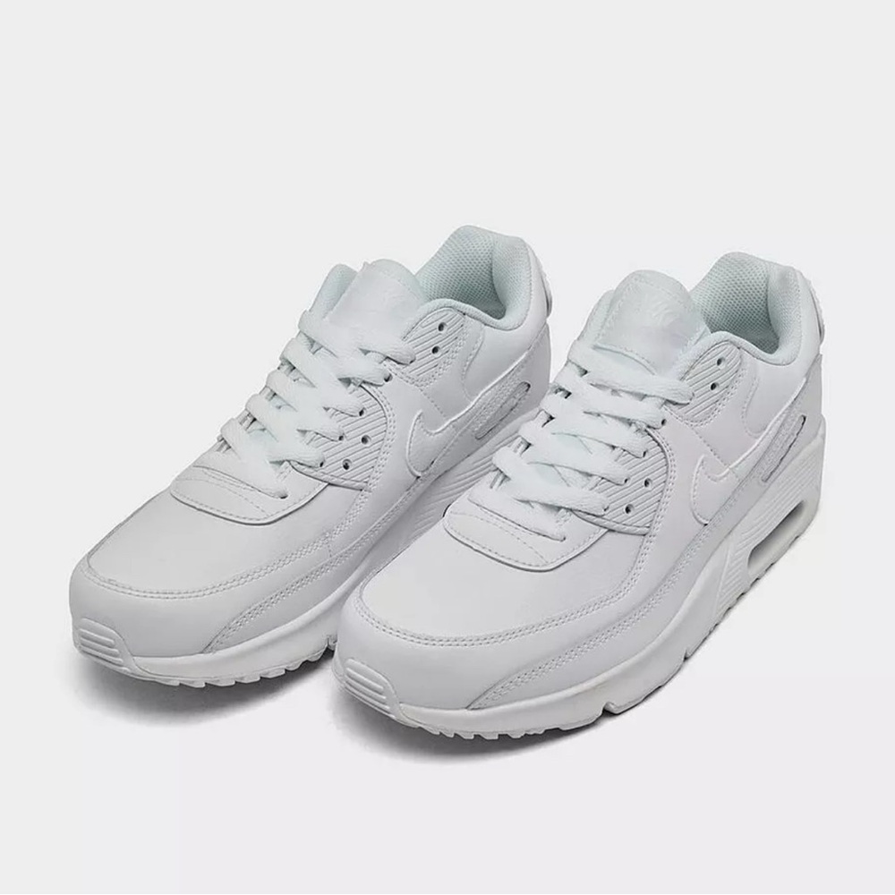 NIB Nike Air Max 90 LTR CD6864 100 White Metallic Silver Sz GS 6.5Y==~Wm 8 - Picture 1 of 8